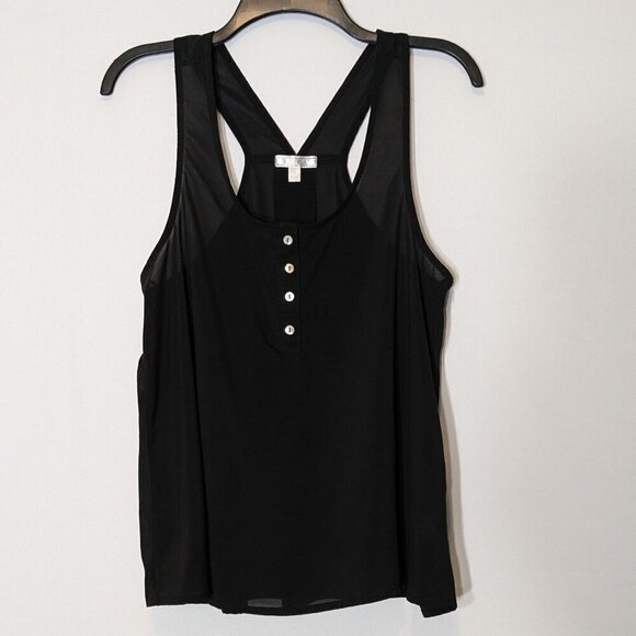 TCEC Black Sheer Chiffon, Oversized Racerback Tank Top; Size S - Picture 1 of 7